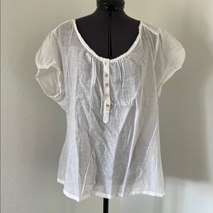 White Button-Front Women's Top